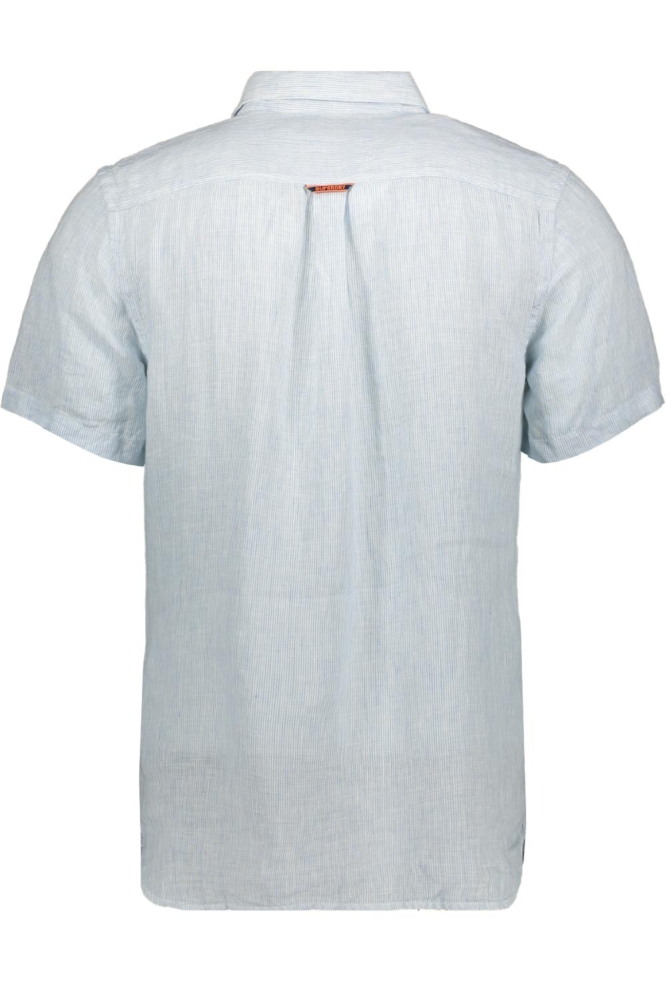VACATION LINEN S S SHIRT M4010937A SKY BLUE TICKING LINEN